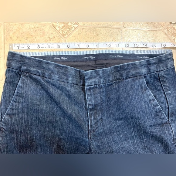 Women’s Tommy Hilfiger Trouser Denim Jeans Wide Leg Sz 10S Short Dark Wash - Picture 4 of 10